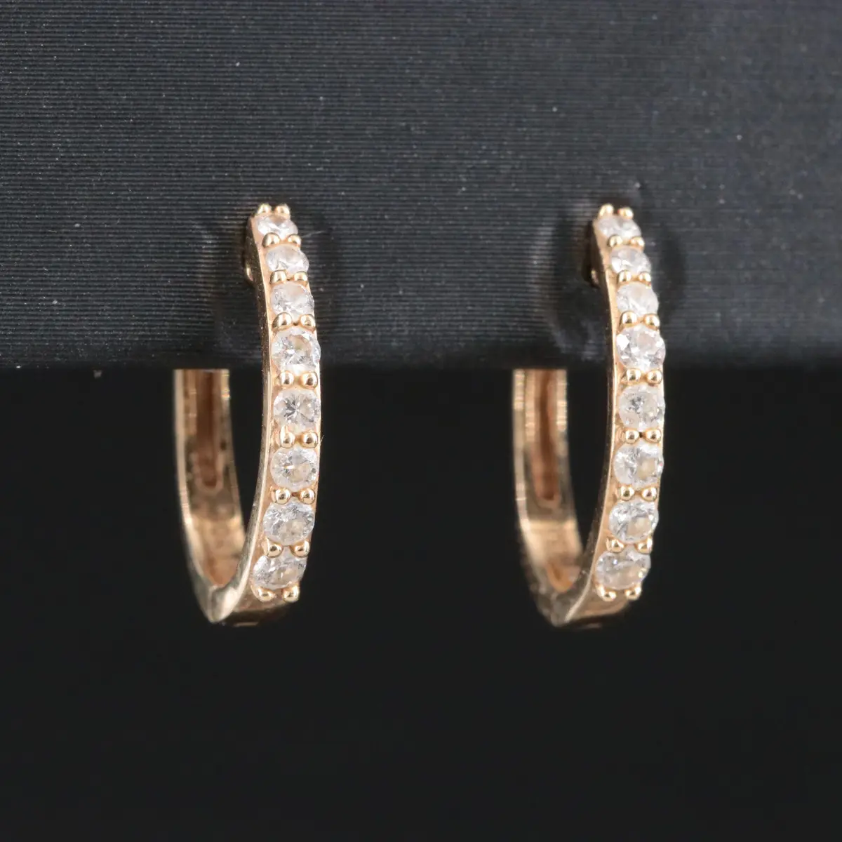 10K 0.33 CTW Diamond Huggie Hoop Earrings