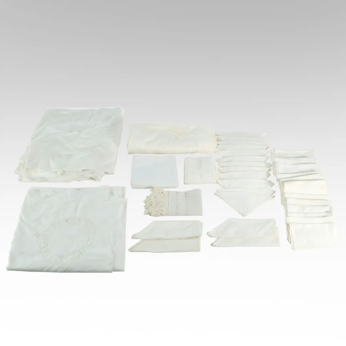 Lace Edge with Other White and Cream Table Linens, Mid-20th Century