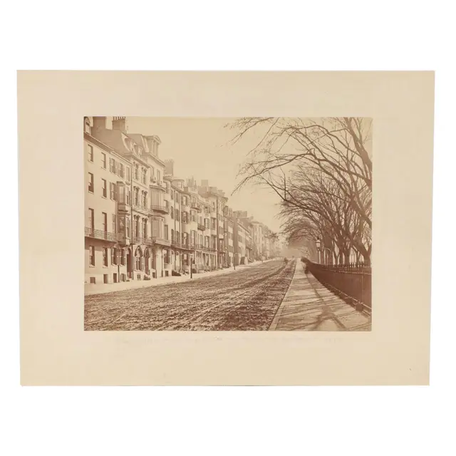 Antique Albumen Silver Print of Boston Scene "Beacon Street Looking...," 1859