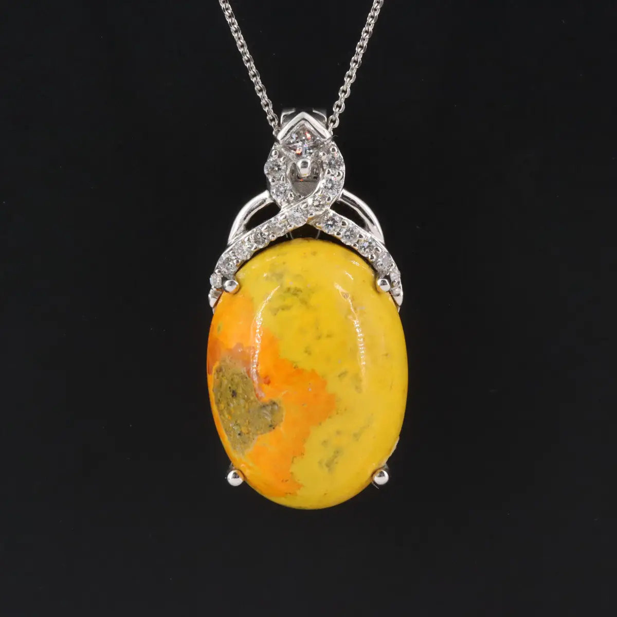 Chromia 18K Bumblebee Jasper and Diamond Enhancer Pendant Necklace