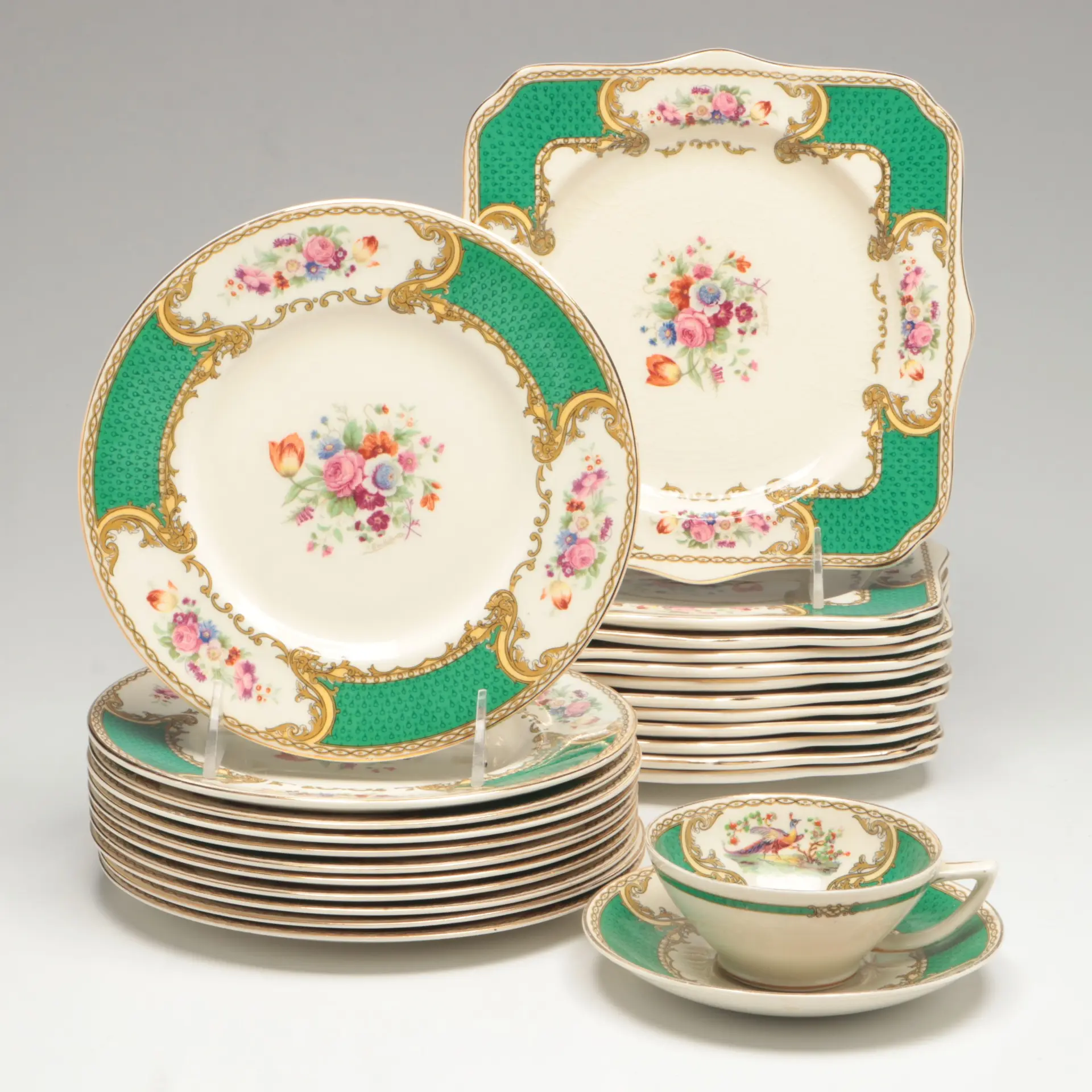 English Myott Staffordshire "The Bouquet" Ceramic Dinnerware, Vintage