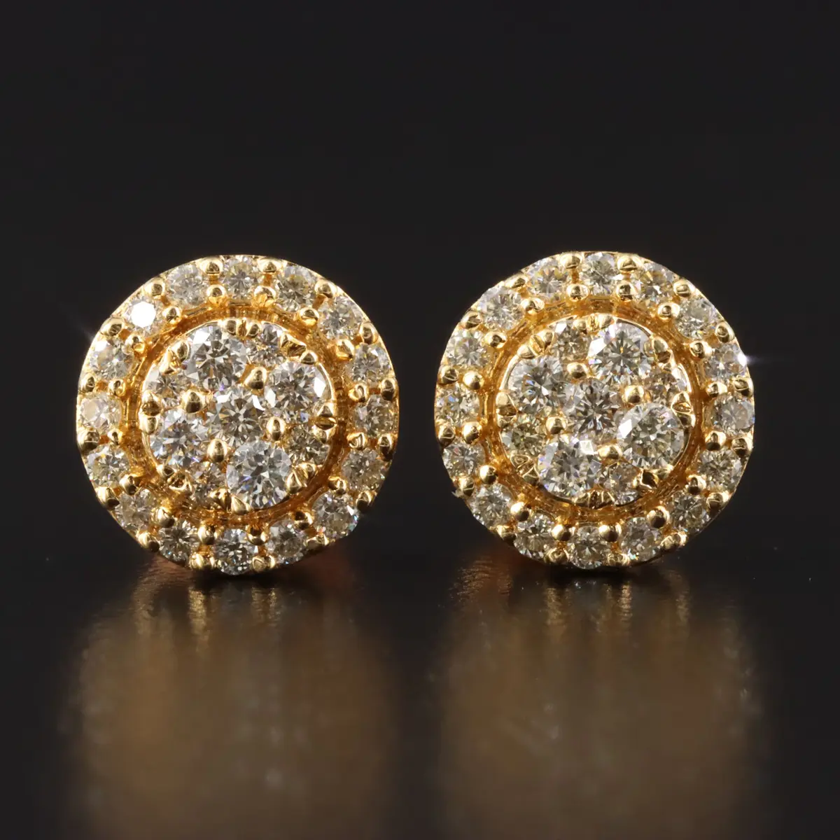 10K 0.72 CTW Diamond Cluster Earrings