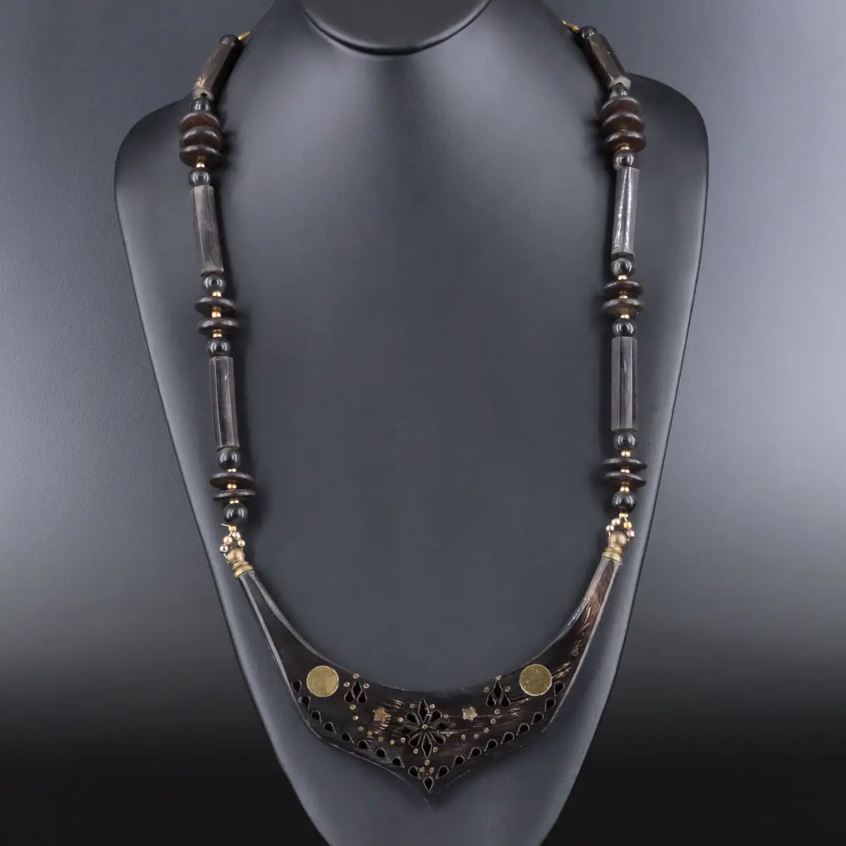 Vintage Horn & Brass Piqué Necklace
