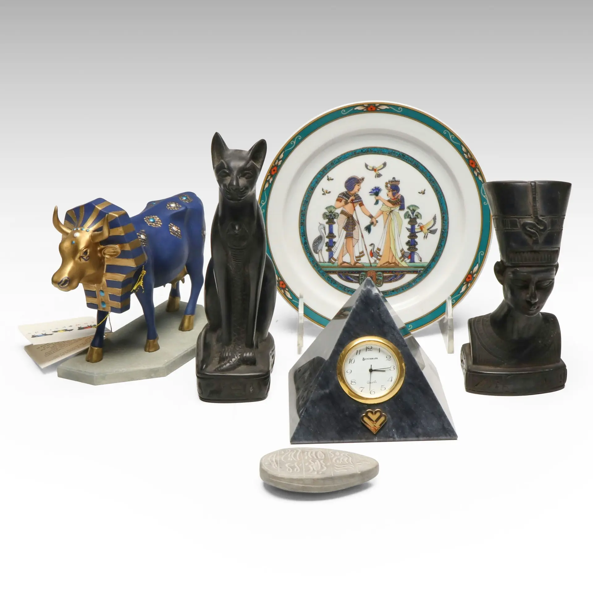 Cow Parade "Tutancowmon" with More Egyptian Style Sculptures and Décor