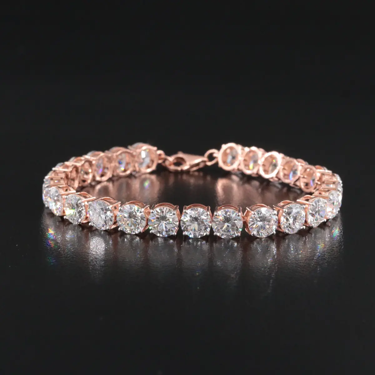 14K Rose Gold 18.39 CTW Lab Grown Diamond Line Bracelet