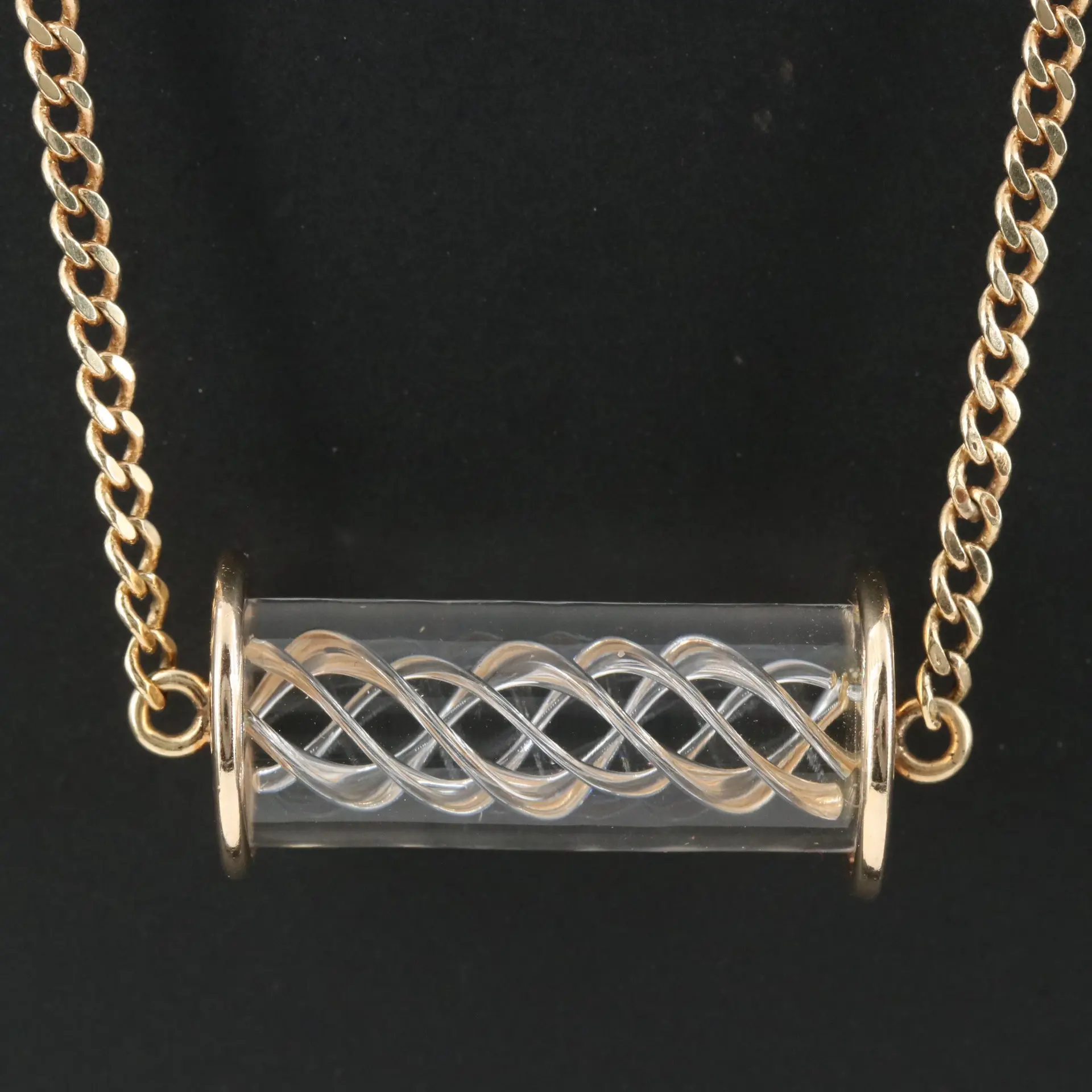 Steuben 14K Glass Crystal Air Twist Necklace