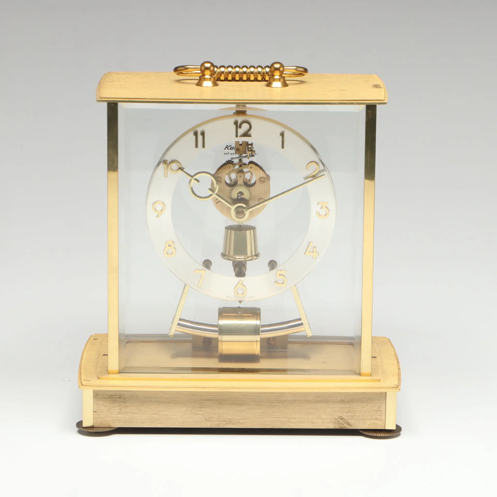 Kieninger & Obergfell Mid-Century Brass and Glass Mantel Clock