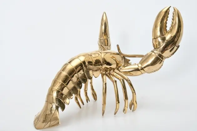 Skulptur, hummer, förgylld brons "Art people gallery Sweden"