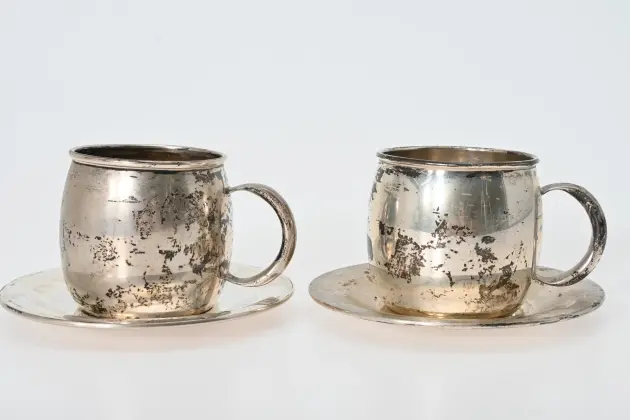 2 st Kaffekoppar Silver, ca 346 gr