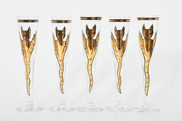 5 st Champagneglas, Ulrica Hydman Valliem, Kosta Boda