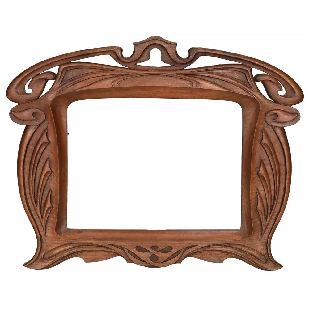 BEAUTIFUL ART NOUVEAU FRAME in walnut with naturalistic motifs. Circa