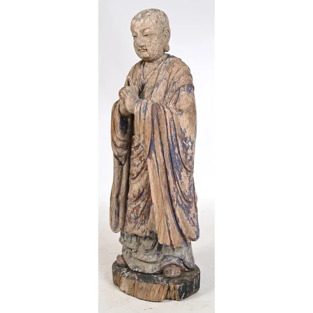 Wooden LOHAN. Significant traces of various layers of polychrome paint.