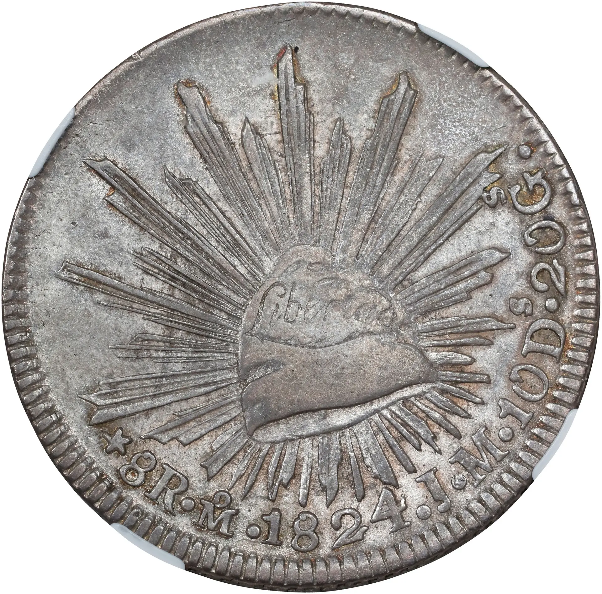 MEXICO. "Hookneck" 8 Reales, 1824-Mo JM. Mexico City Mint. NGC EF-45.