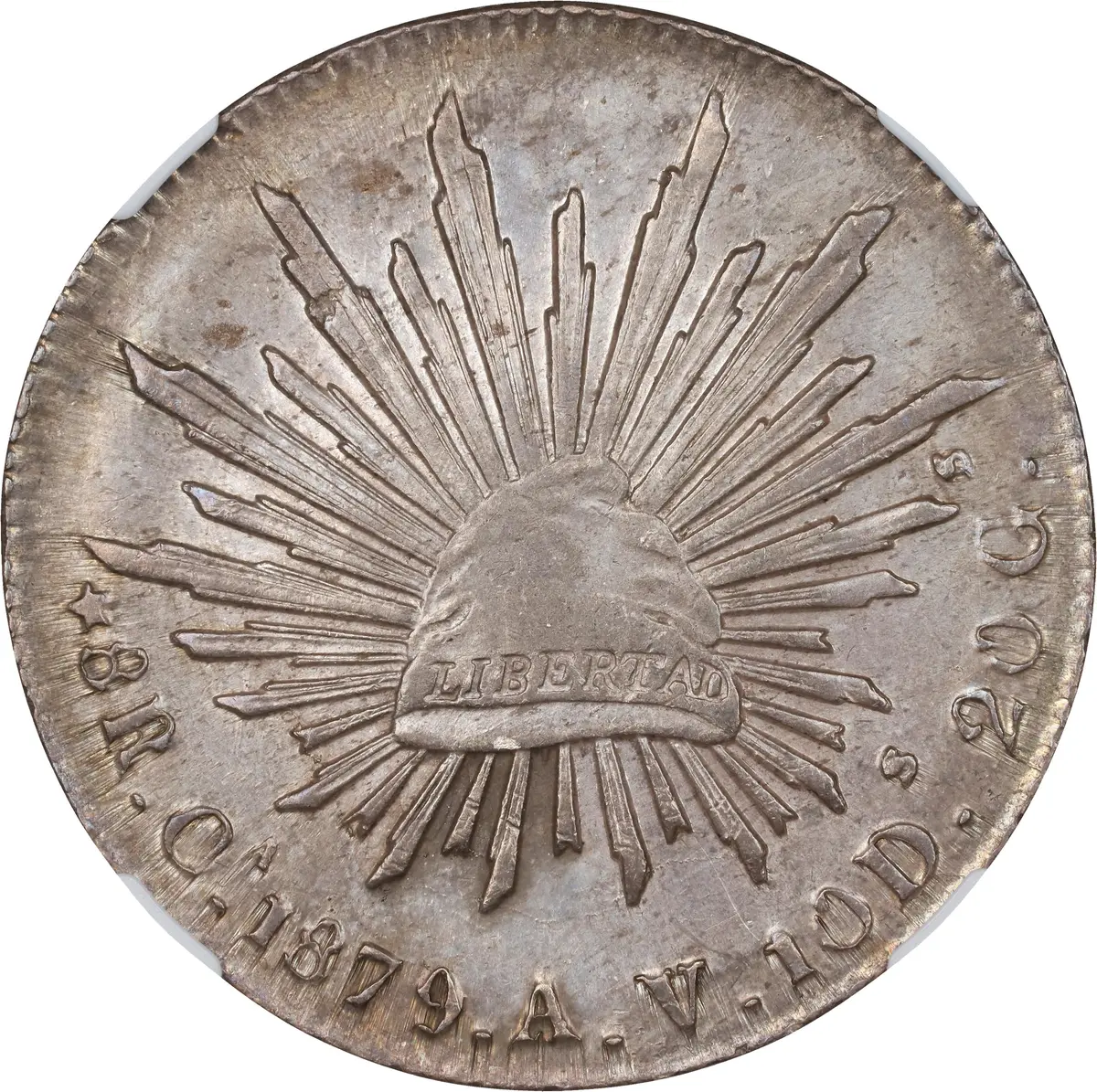 MEXICO. 8 Reales, 1879-Ca AV. Chihuahua Mint. NGC AU-58.
