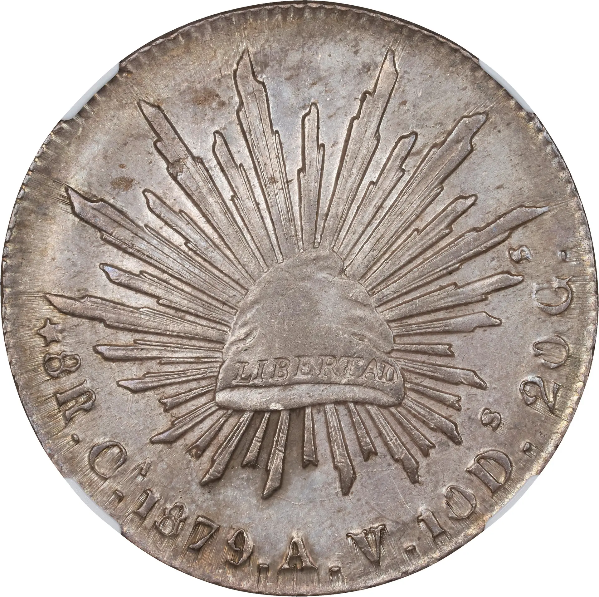 MEXICO. 8 Reales, 1879-Ca AV. Chihuahua Mint. NGC AU-58.
