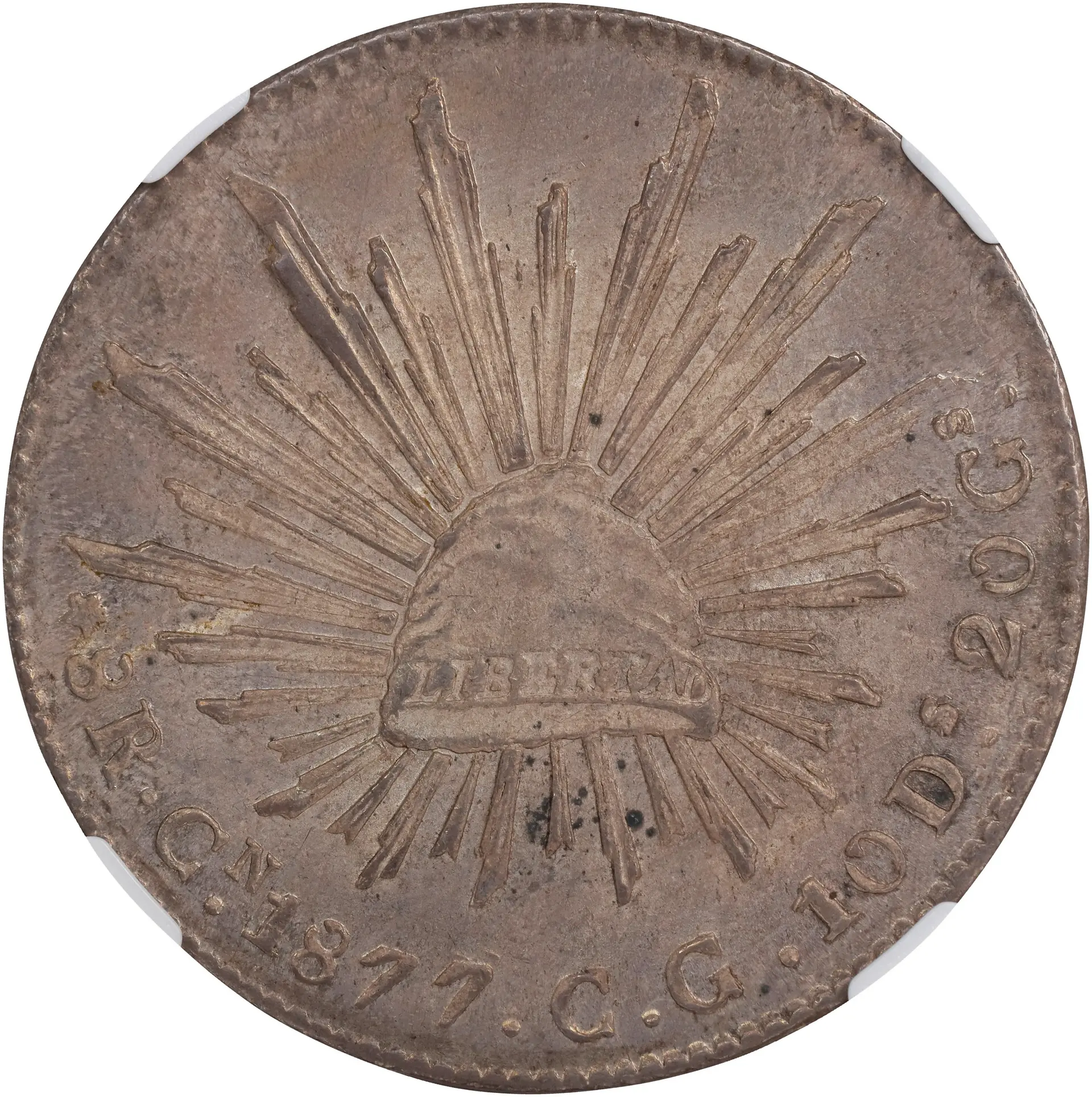 MEXICO. 8 Reales, 1877-Cn CG. Culiacan Mint. NGC MS-62.