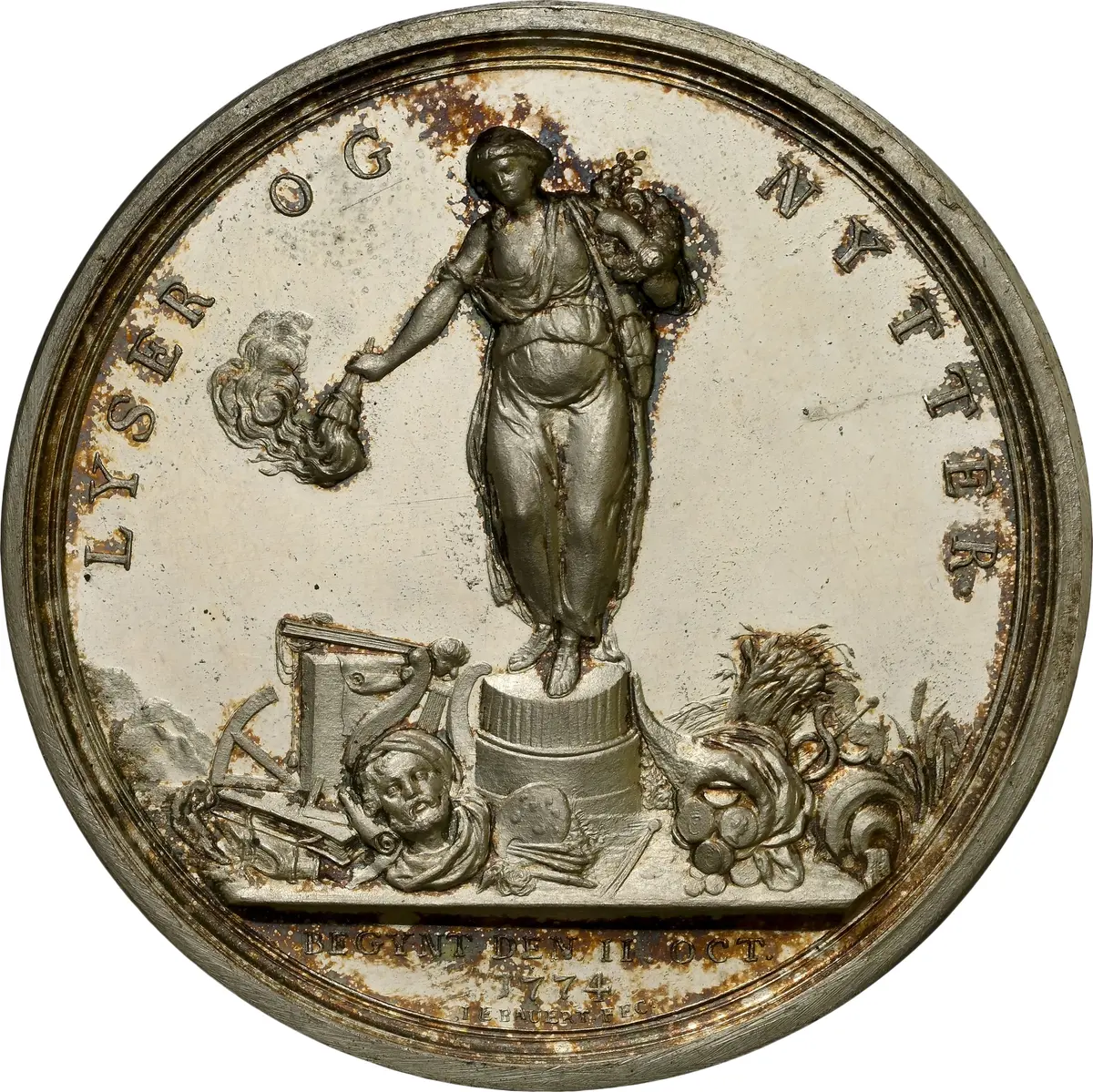 NORWAY. Bergen Patriotic Society Restrike Silver Medal, 1774. Christian