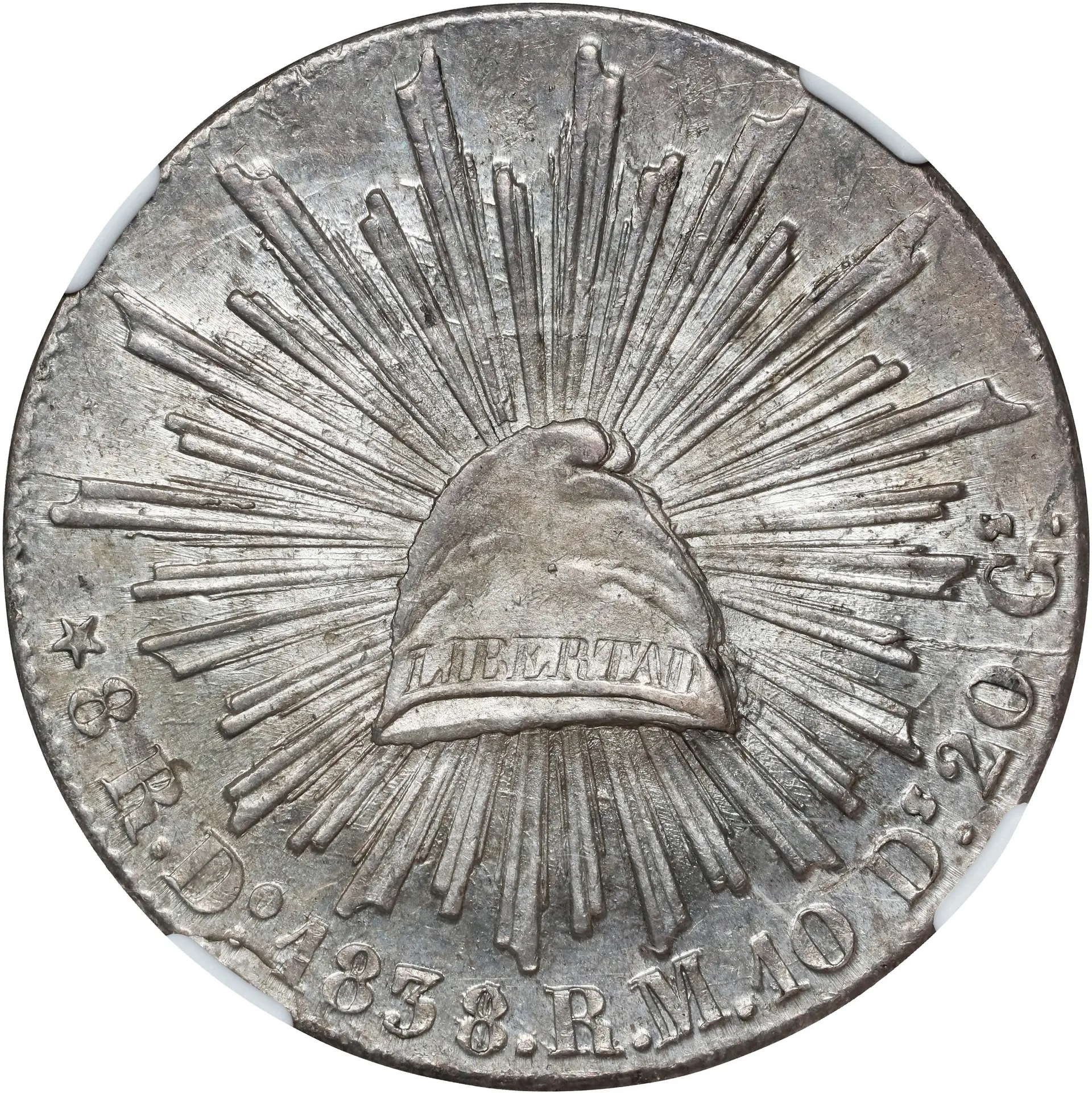 MEXICO. 8 Reales, 1838/1-Do RM. Durango Mint. NGC MS-63.