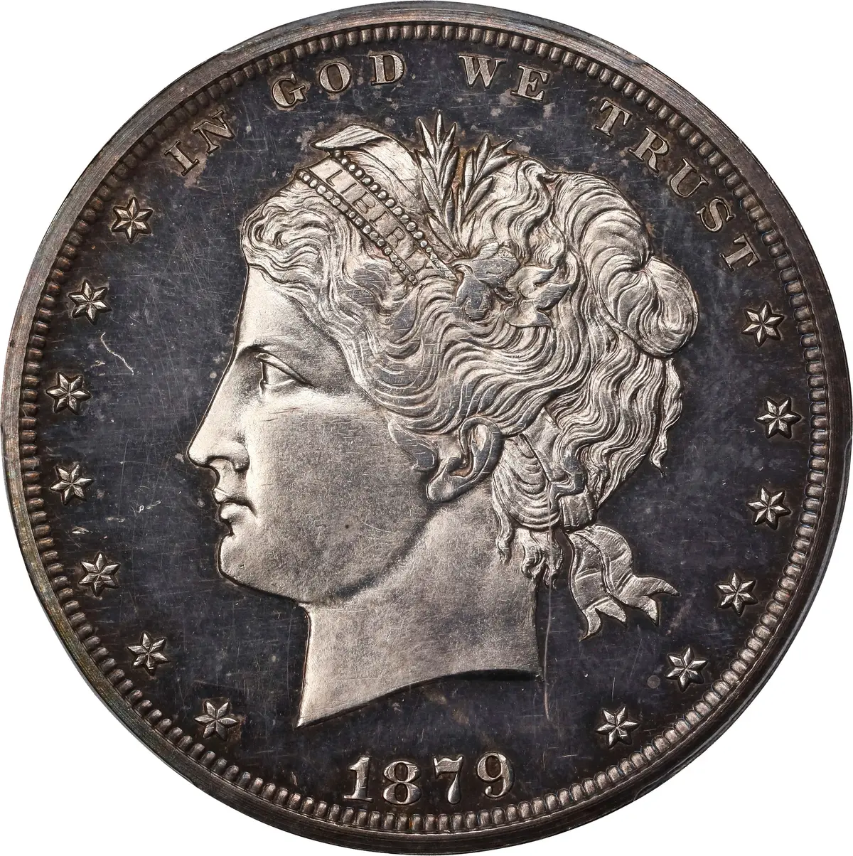 1879 Pattern Standard Dollar. Judd-1605, Pollock-1801. Rarity-7-.