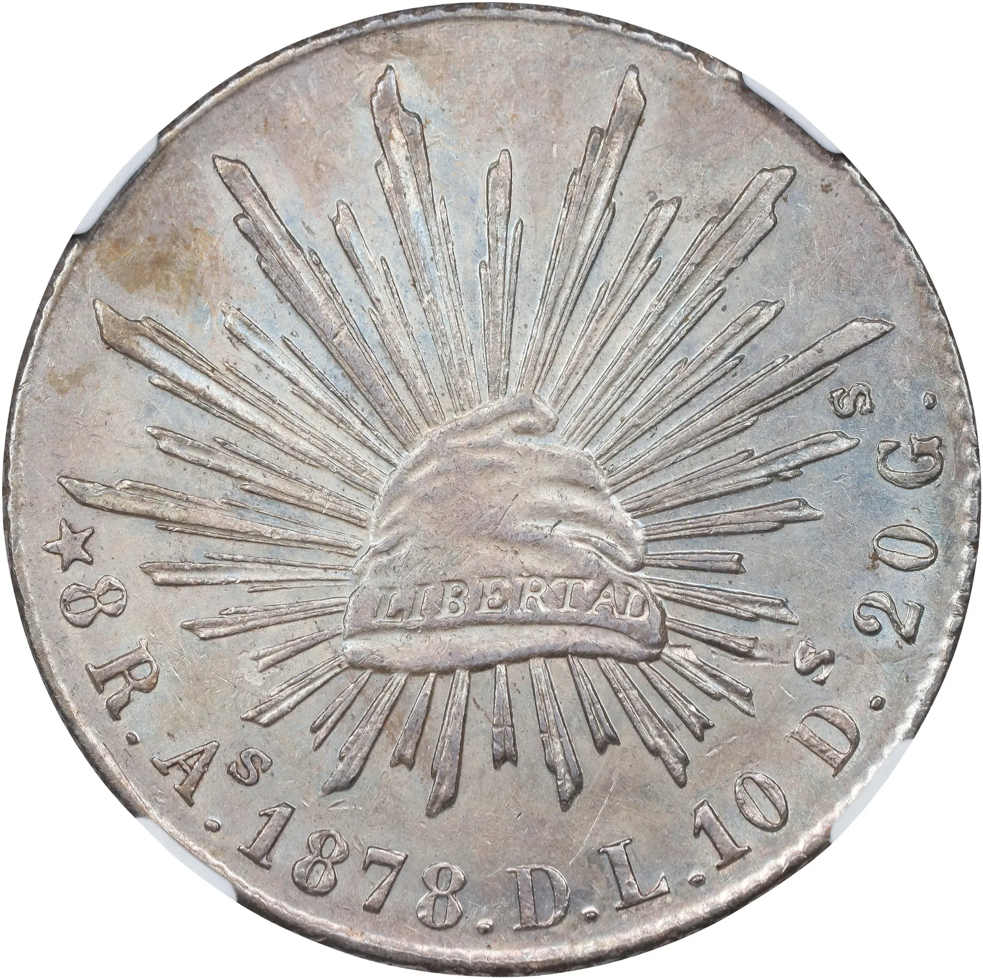 MEXICO. 8 Reales, 1878-As DL. Alamos Mint. NGC AU-58.