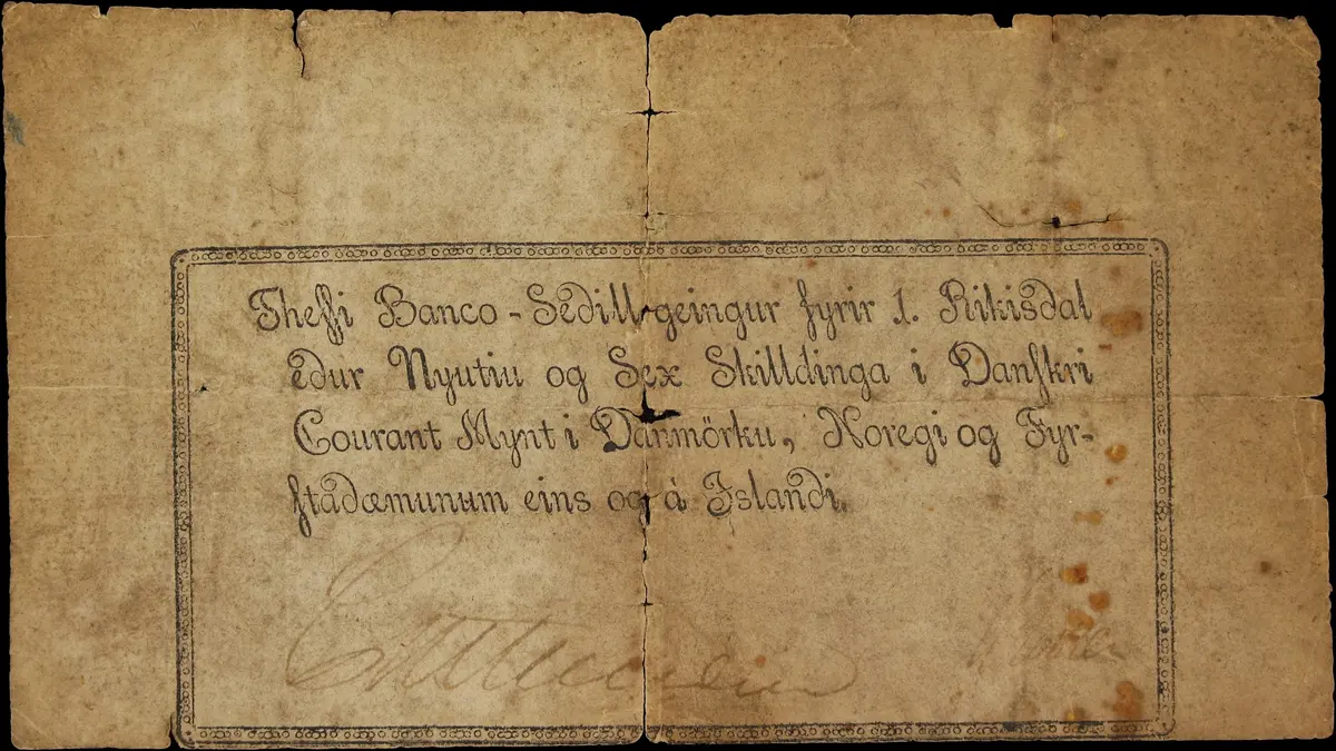(◊) ICELAND. Courant Bank. 1 Rigsdaler, 1801. P-A5a. Sieg 3. Good.