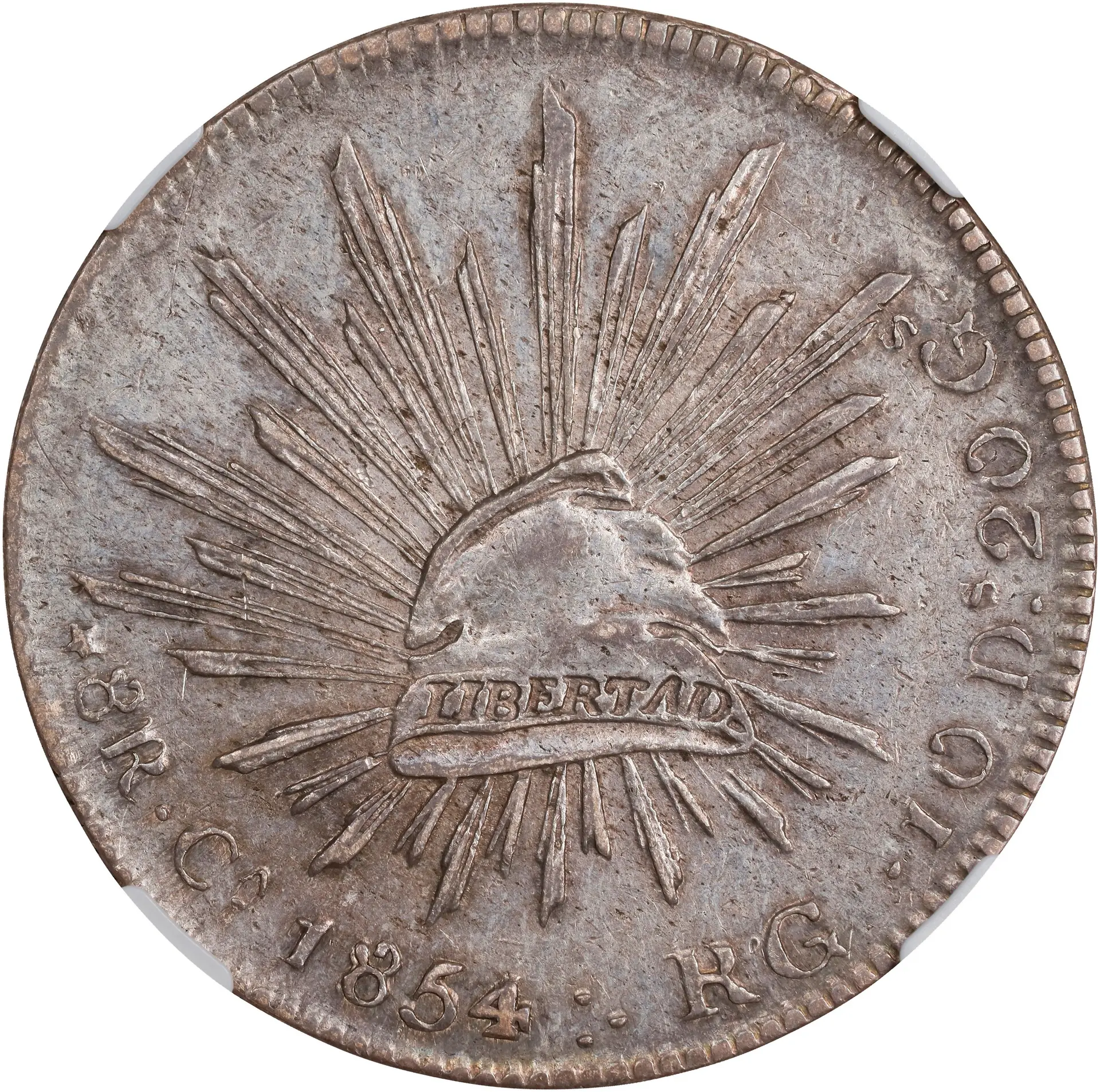 MEXICO. 8 Reales, 1854-Ca RG. Chihuahua Mint. NGC AU-55.