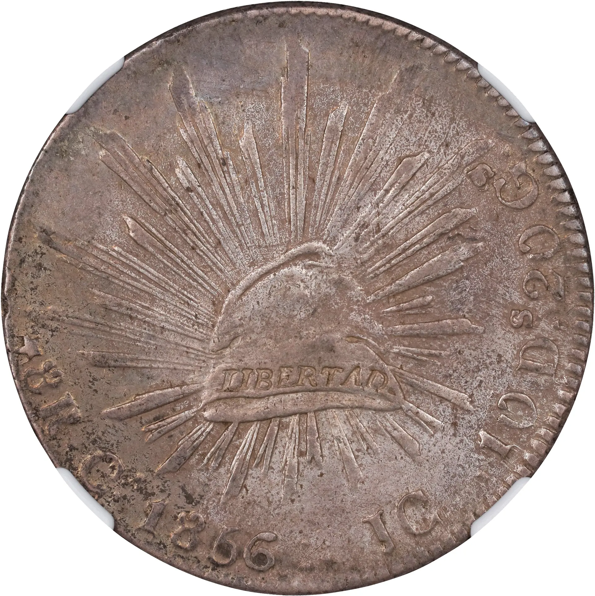 MEXICO. 8 Reales, 1856/5-Ca JC. Chihuahua Mint. NGC AU Details--Cleaned.