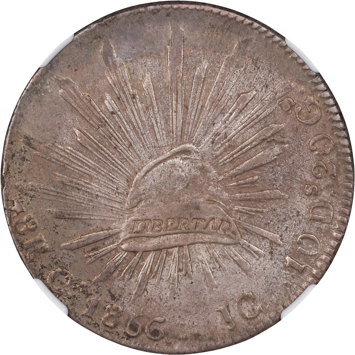 MEXICO. 8 Reales, 1856/5-Ca JC. Chihuahua Mint. NGC AU Details--Cleaned.