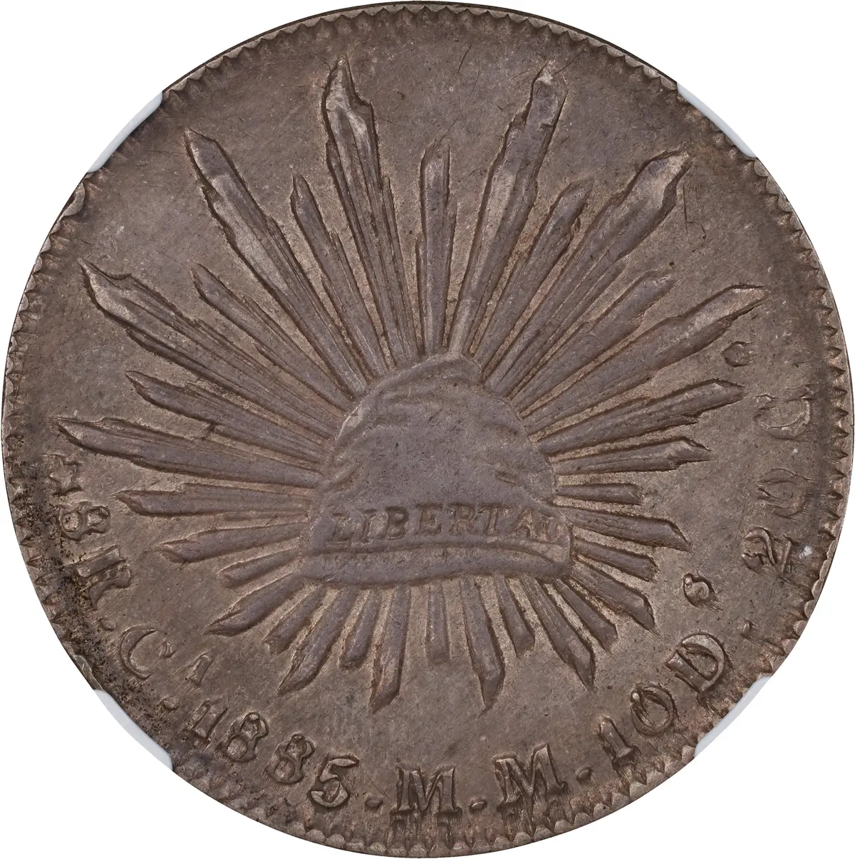MEXICO. 8 Reales, 1885-Ca MM. Chihuahua Mint. NGC AU-55.