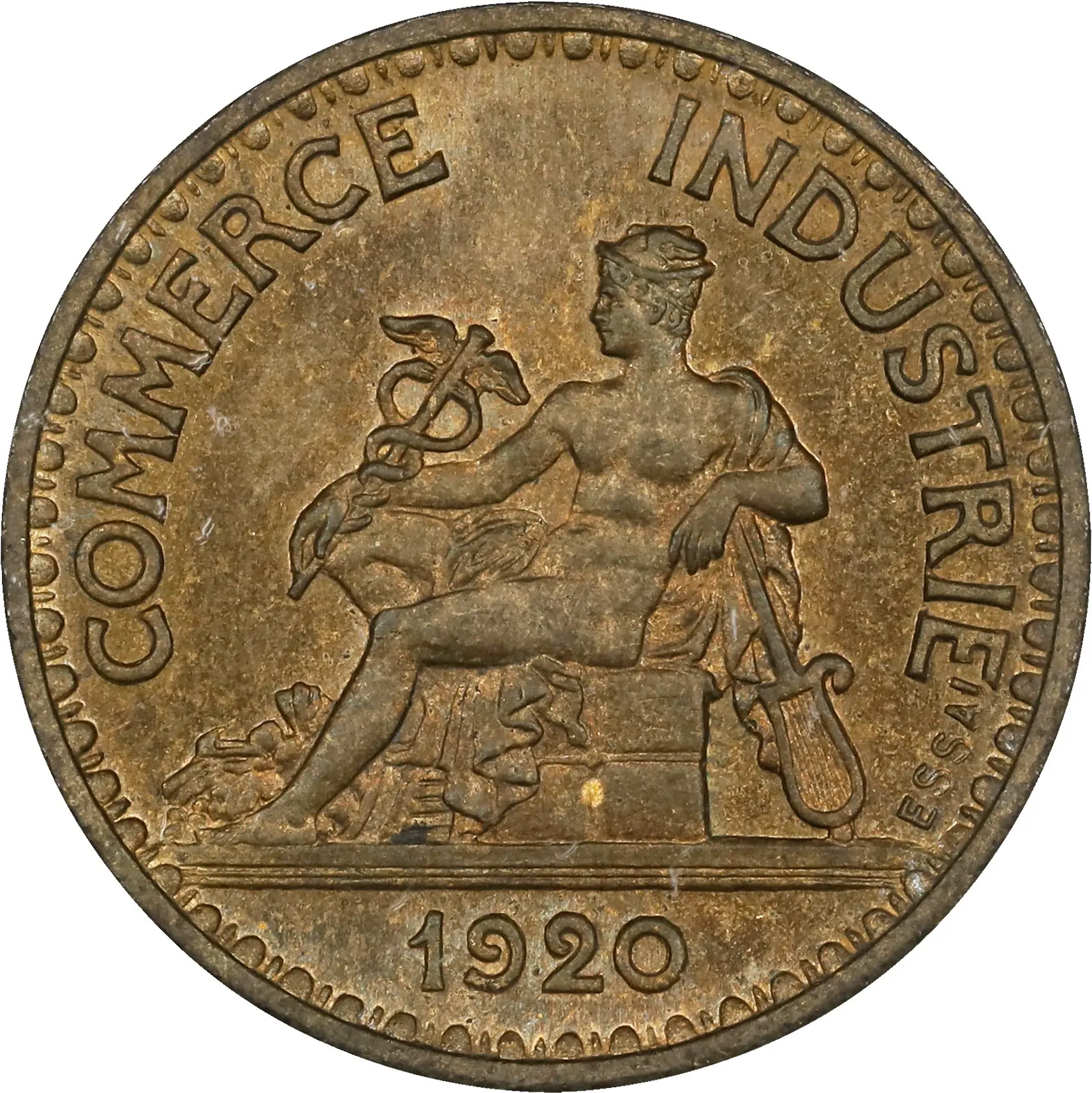 FRANCE. Aluminum-Bronze 50 Centimes Essai (Pattern) Piefort, 1920.