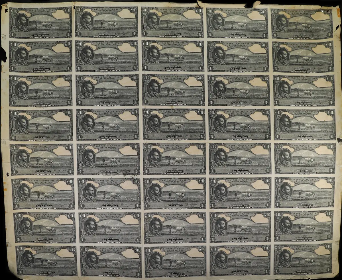 ETHIOPIA. Uncut Sheet of (40). State Bank of Ethiopia. 1 Ethiopian