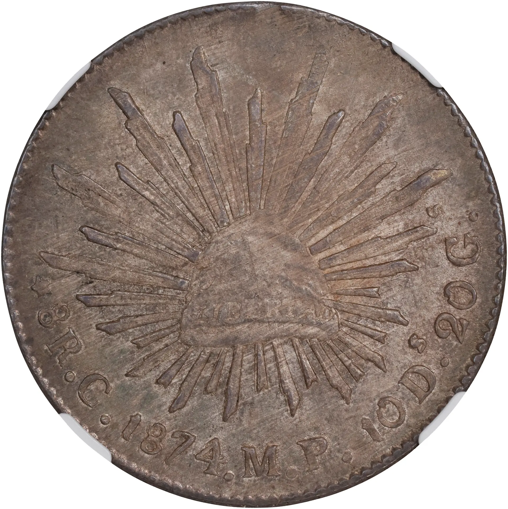 MEXICO. 8 Reales, 1874-C MP. Culiacan Mint. NGC MS-61.