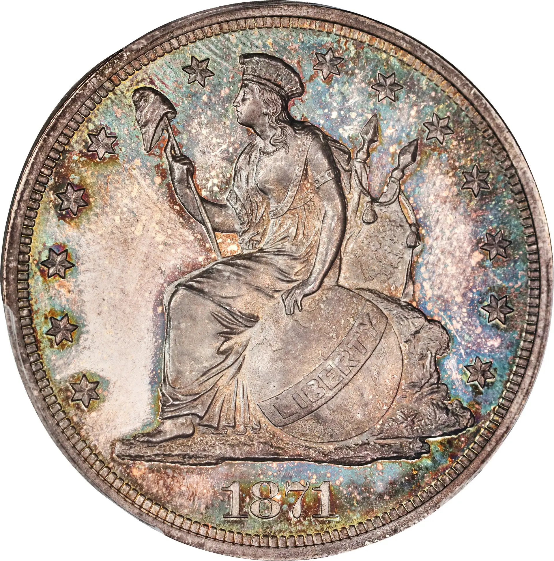 1871 Pattern Dollar. Judd-1140, Pollock-1282. Rarity-8. Silver. Plain