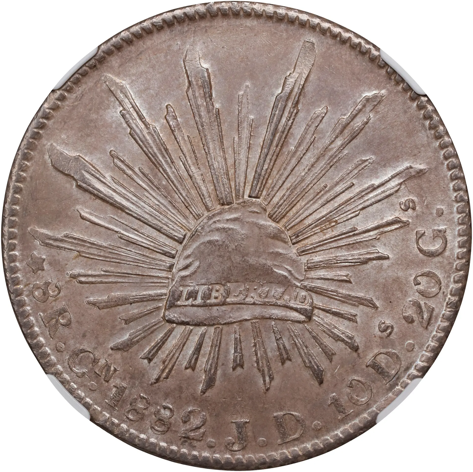 MEXICO. 8 Reales, 1882-Cn JD. Culiacan Mint. NGC MS-63.
