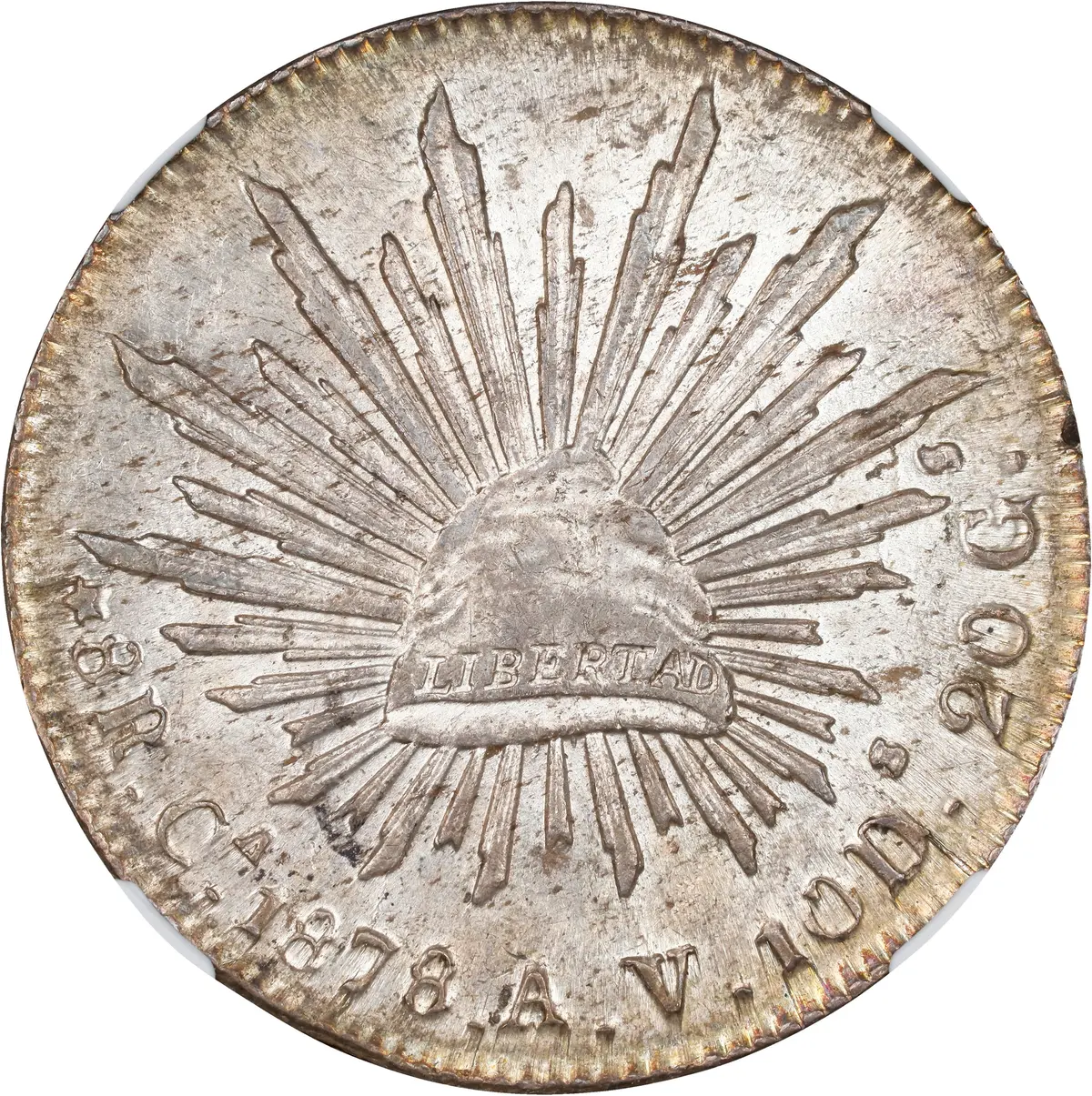 MEXICO. 8 Reales, 1878-Ca AV. Chihuahua Mint. NGC MS-62.