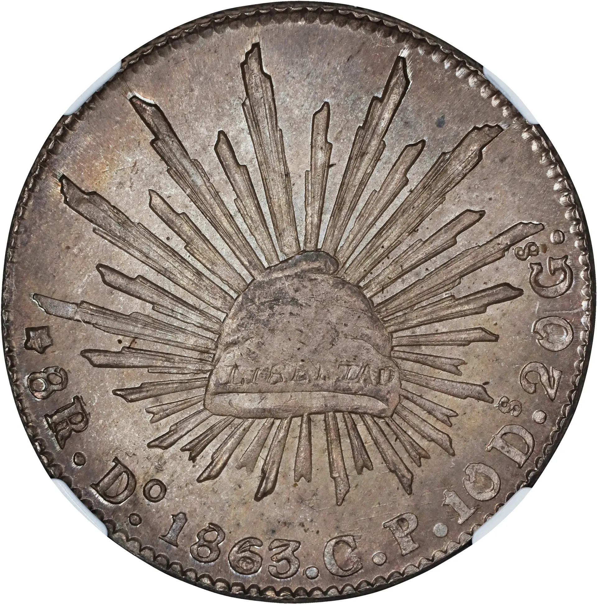 MEXICO. 8 Reales, 1863-Do CP. Durango Mint. NGC MS-64.