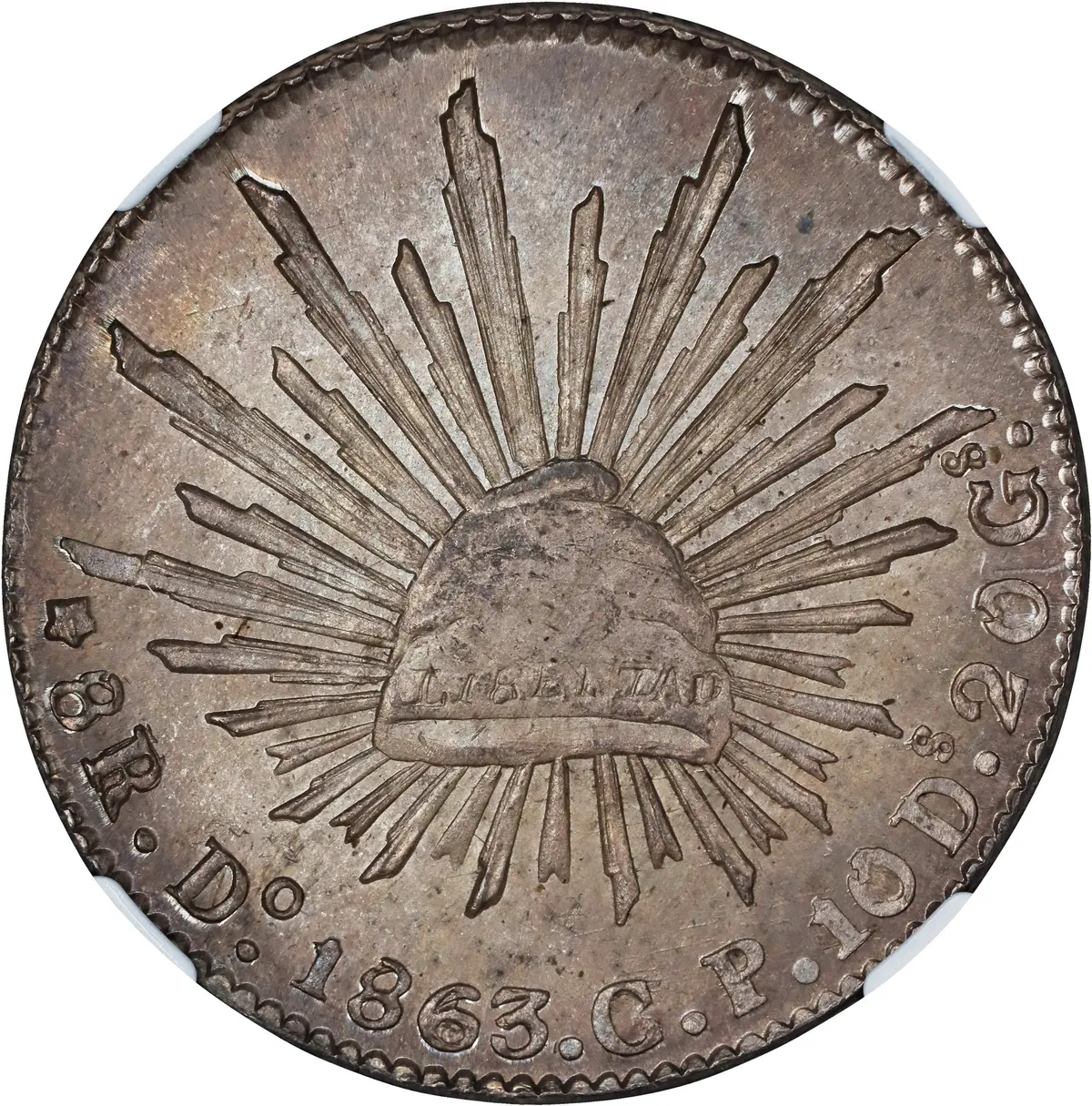 MEXICO. 8 Reales, 1863-Do CP. Durango Mint. NGC MS-64.