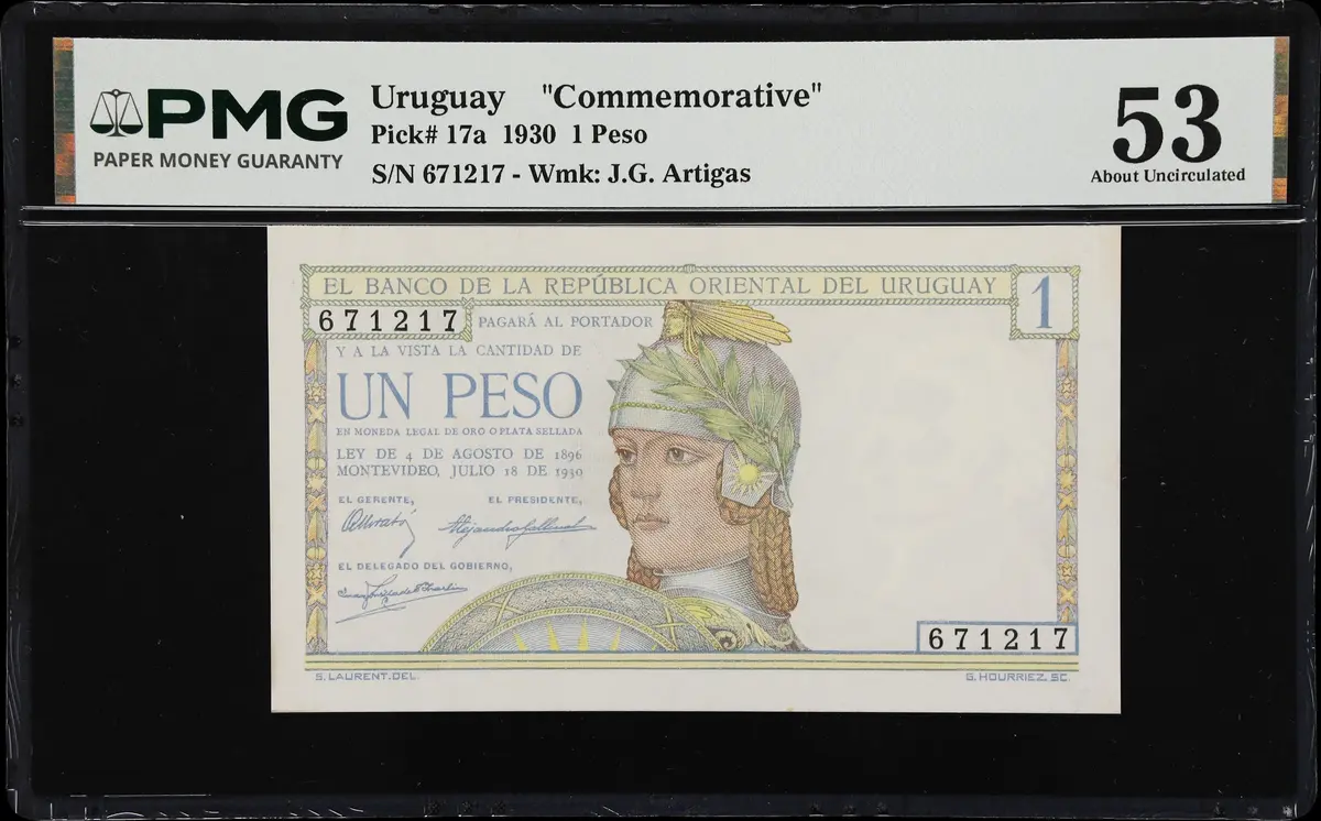 (◊) URUGUAY. Banco de la Republica Oriental del Uruguay. 1 Peso, 18.7.1930.