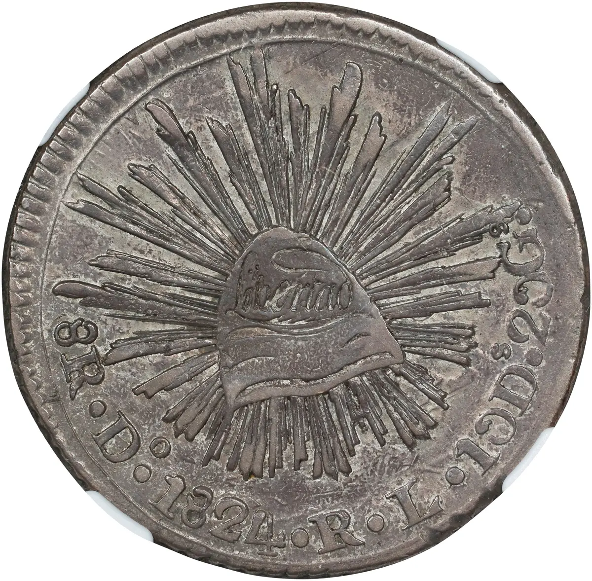 MEXICO. "Hookneck" 8 Reales, 1824-Do RL. Durango Mint. NGC AU-50.