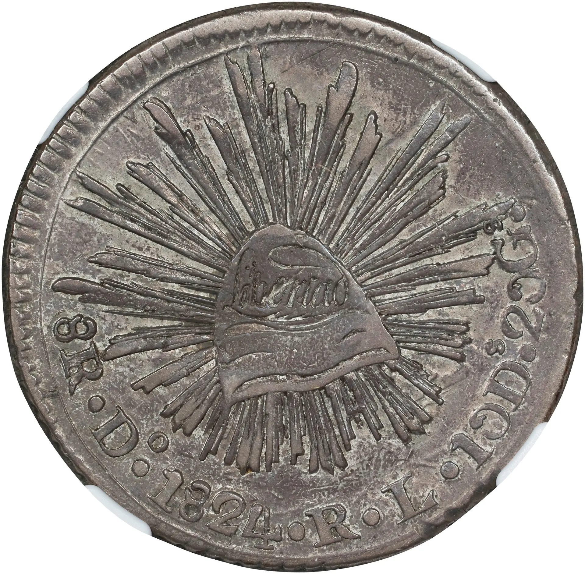 MEXICO. "Hookneck" 8 Reales, 1824-Do RL. Durango Mint. NGC AU-50.