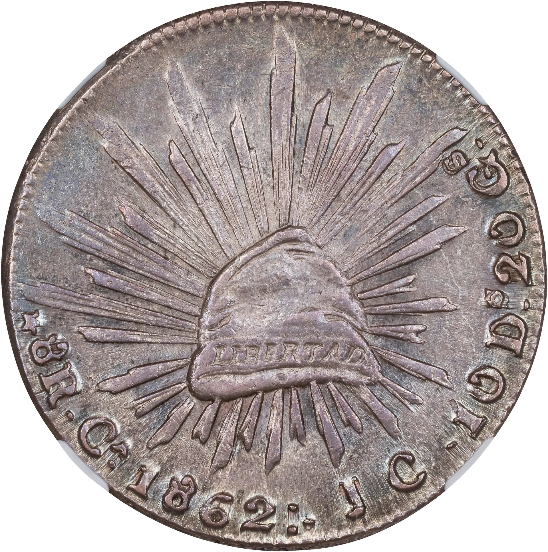 MEXICO. 8 Reales, 1862-Ca JC. Chihuahua Mint. NGC MS-63.
