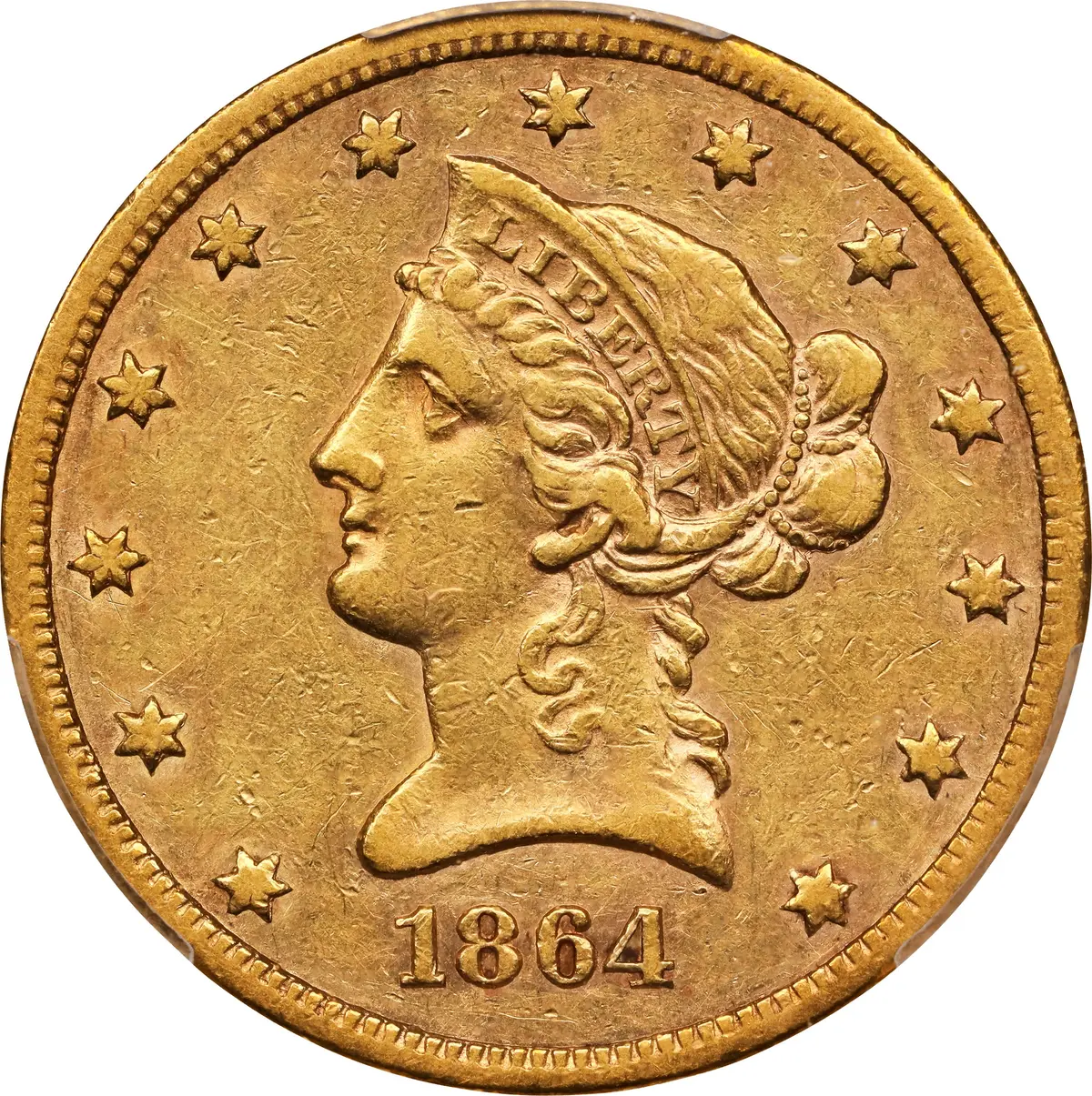 1864-S Liberty Head Eagle. EF-45 (PCGS).