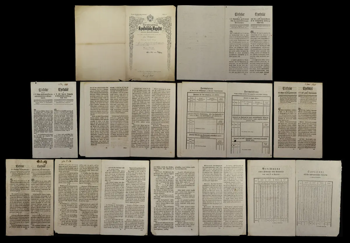 AUSTRIA. Lot of (5). Government Monetary Circulars & Military Award