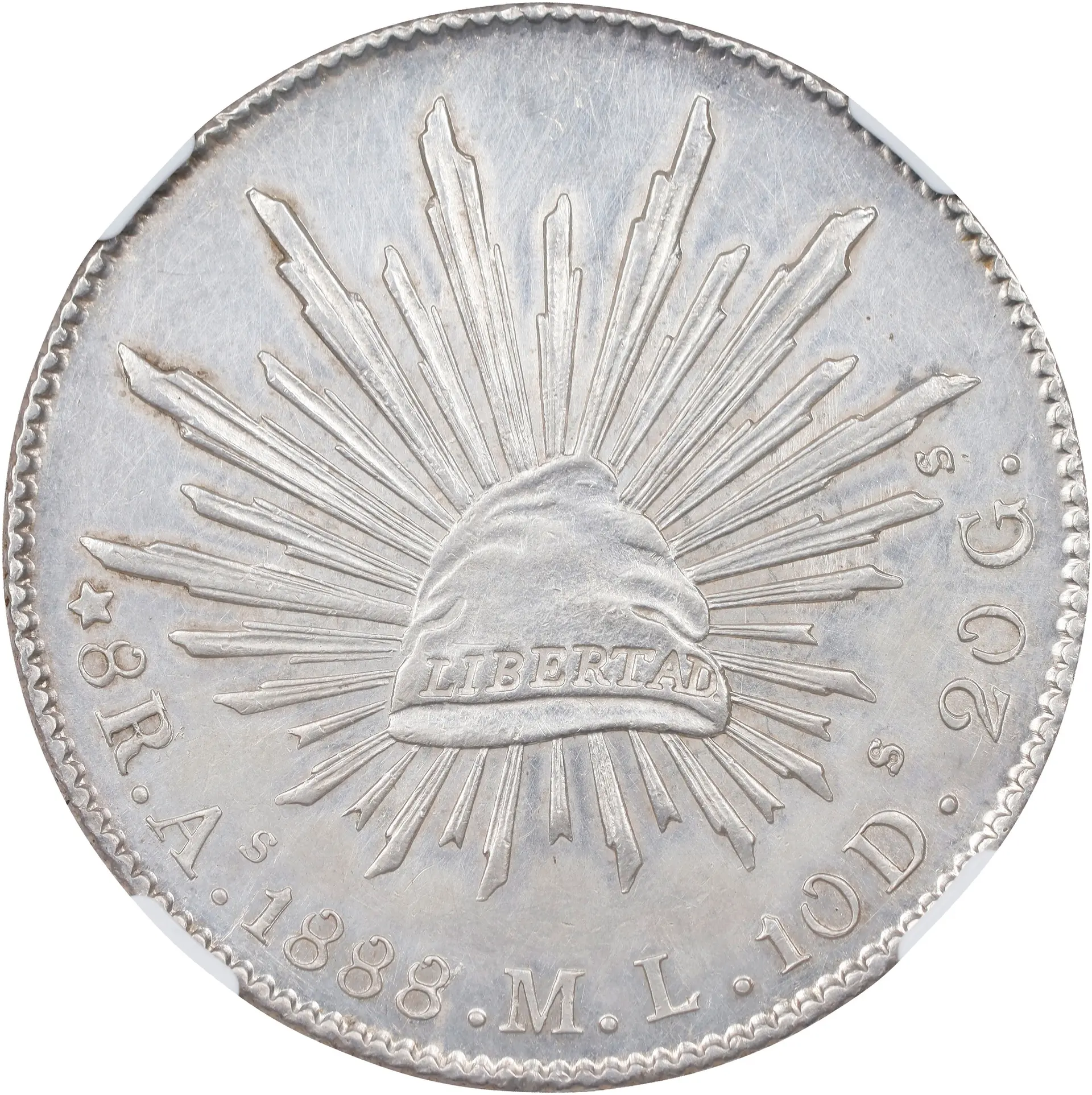 MEXICO. 8 Reales, 1888/7-As ML. Alamos Mint. NGC Unc Details--Cleaned.