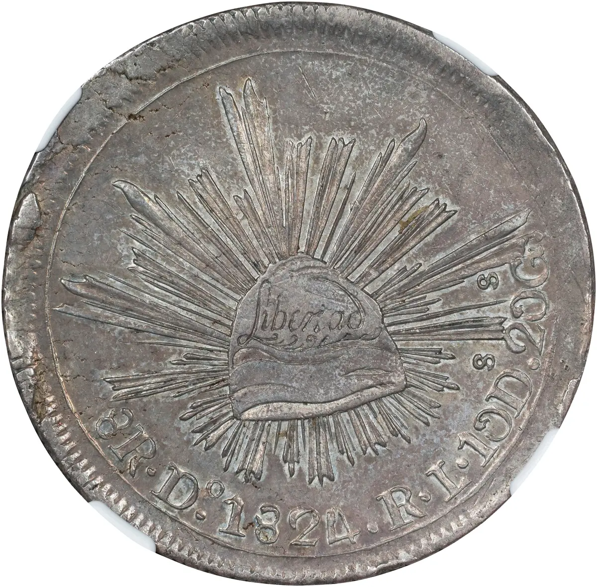 MEXICO. "Hookneck" 8 Reales, 1824-Do RL. Durango Mint. NGC AU-53.