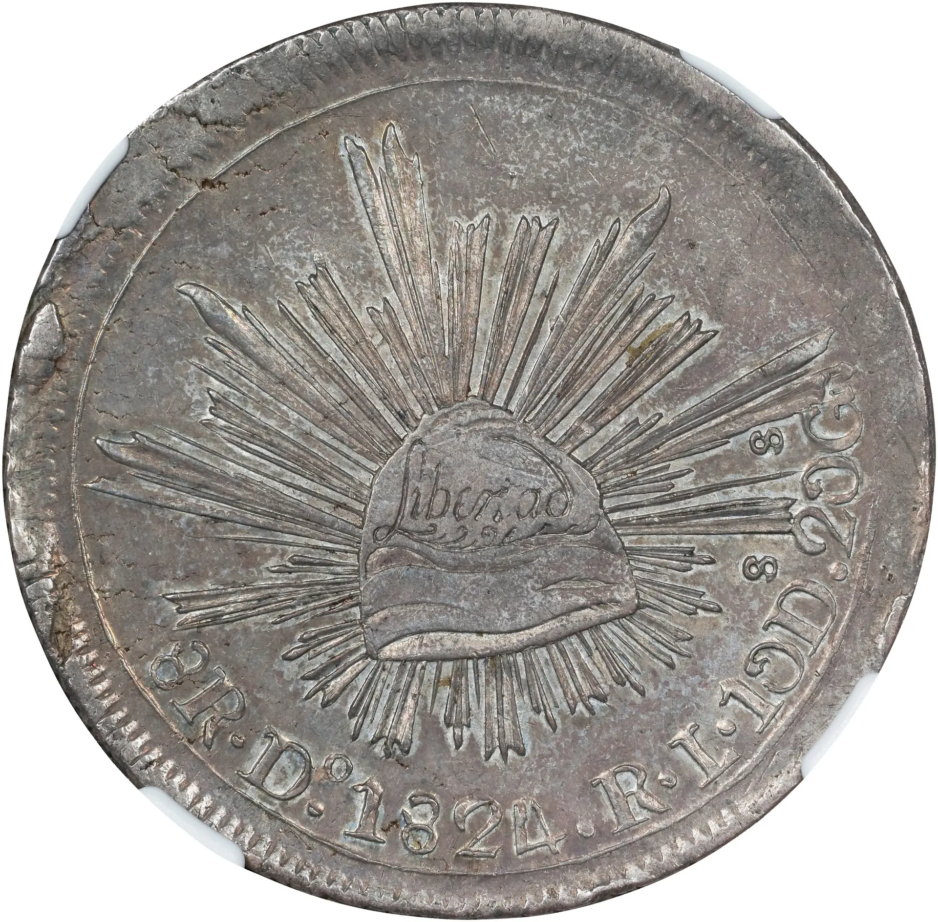 MEXICO. "Hookneck" 8 Reales, 1824-Do RL. Durango Mint. NGC AU-53.