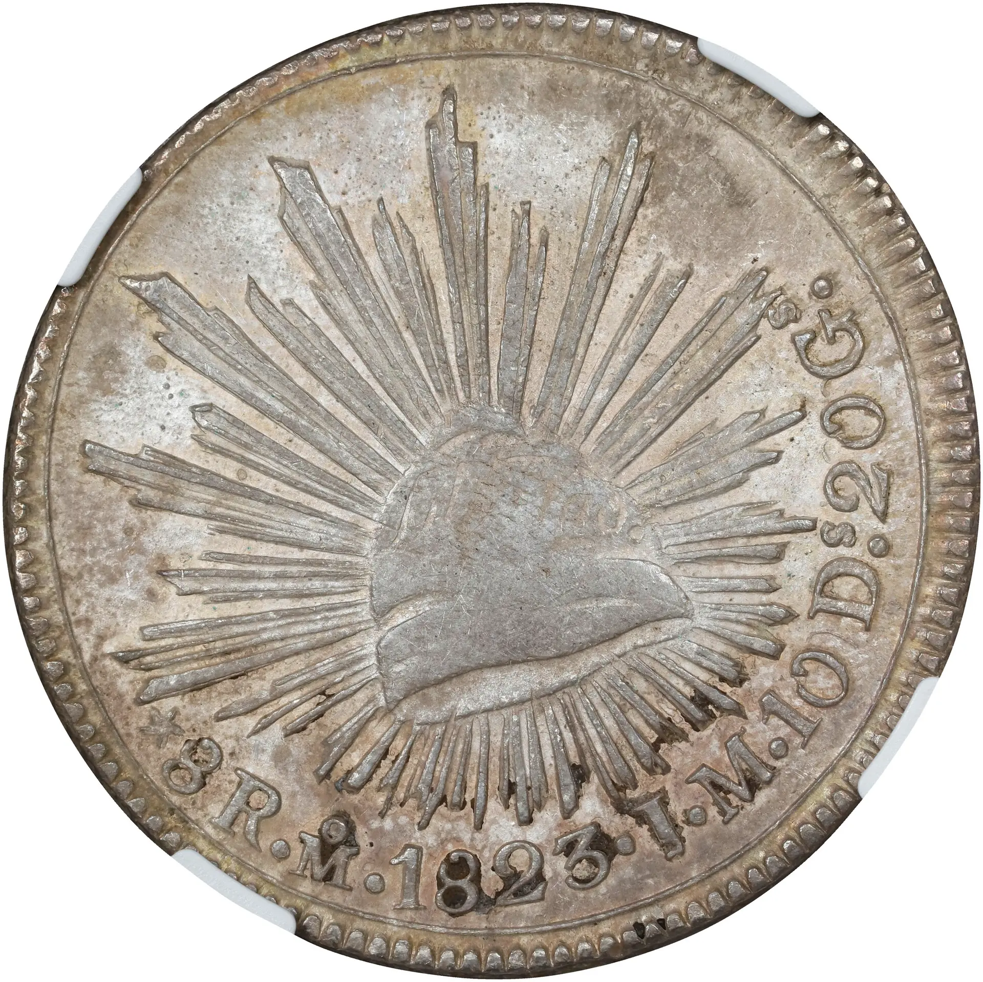 MEXICO. "Hookneck" 8 Reales, 1823-Mo JM. Mexico City Mint. NGC AU