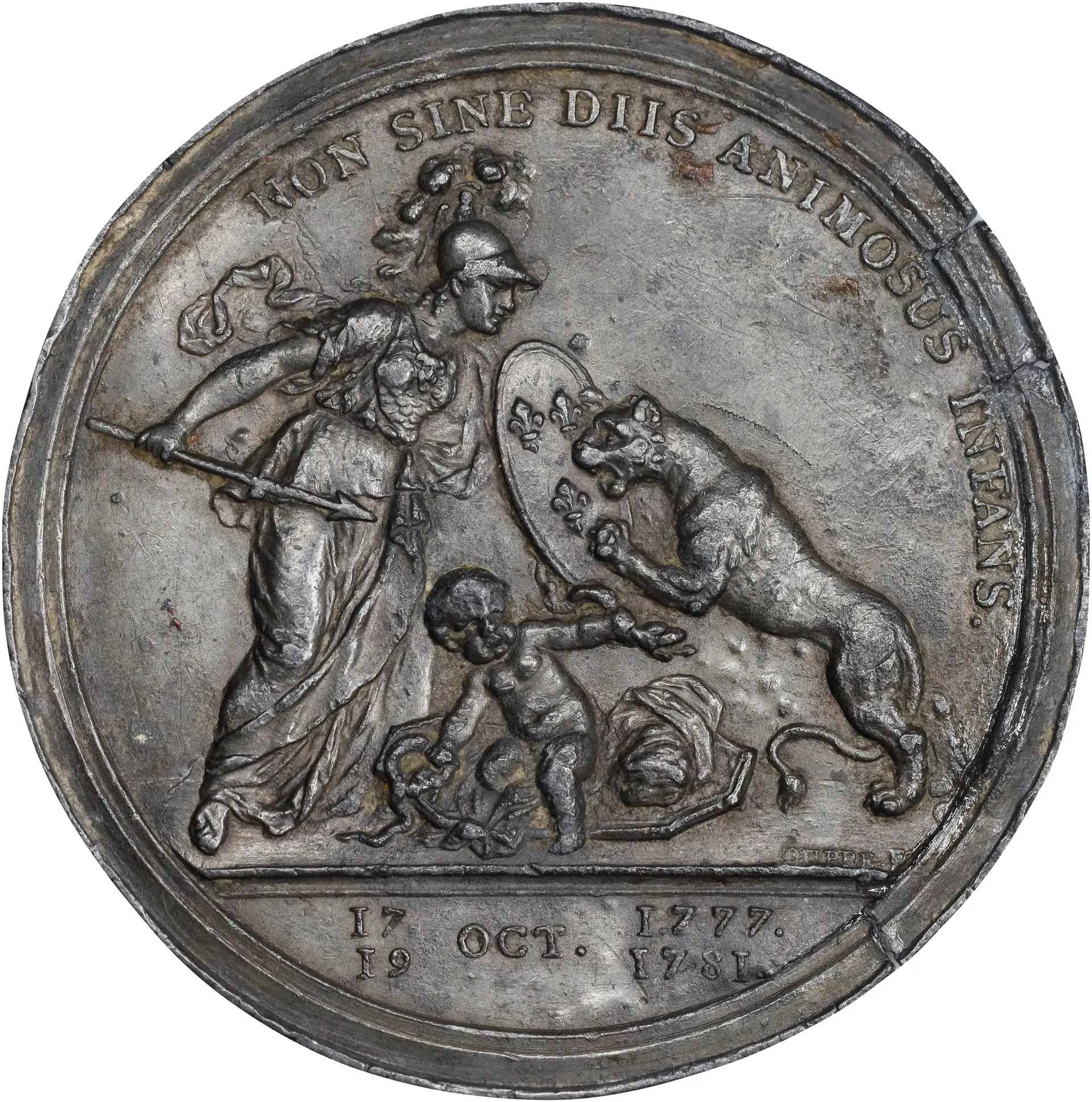 "1781" (ca. March 1783) Libertas Americana Medal. Reverse Cliché.