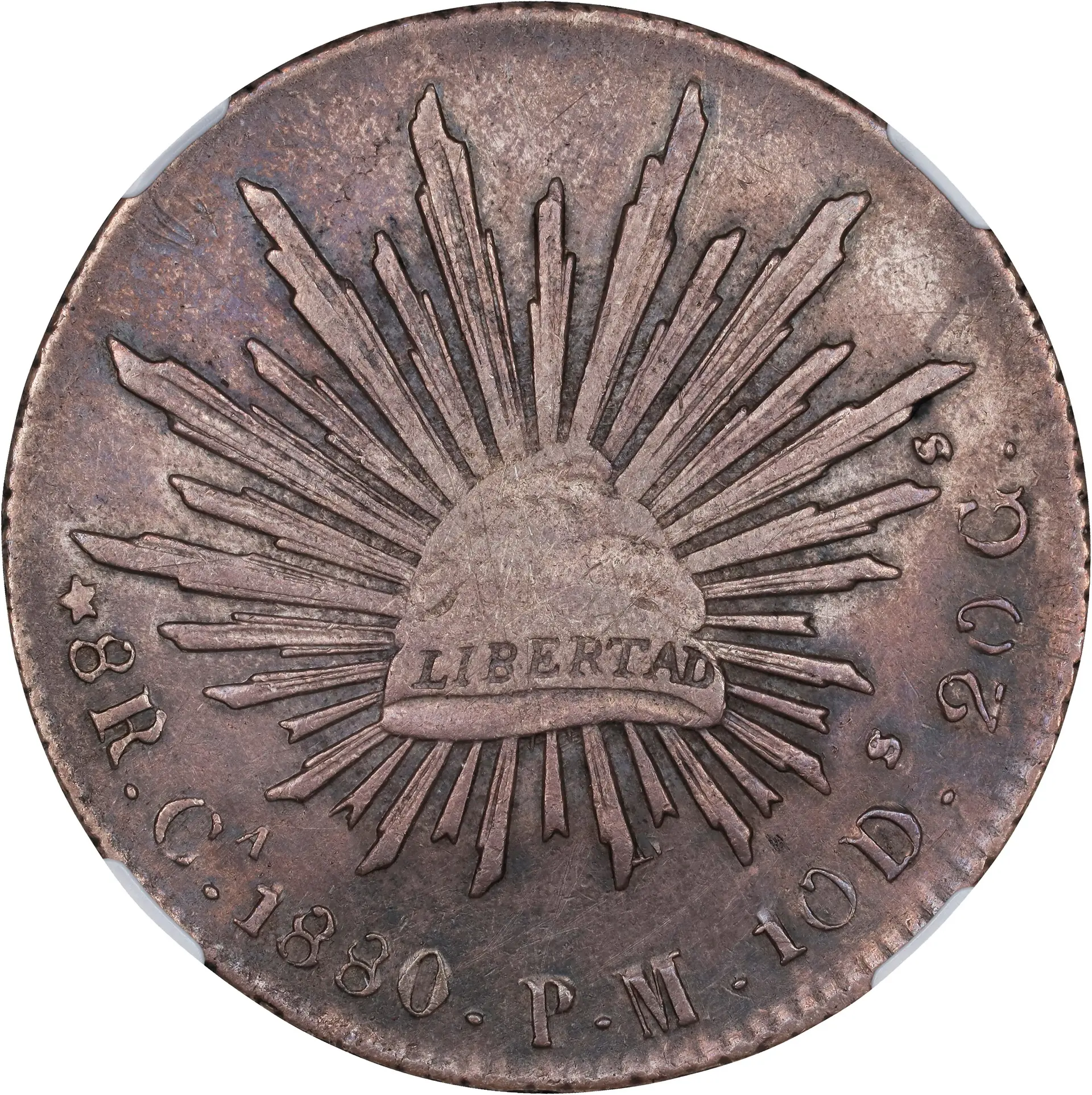MEXICO. 8 Reales, 1880-Ca PM. Chihuahua Mint. NGC AU Details--Cleaned.