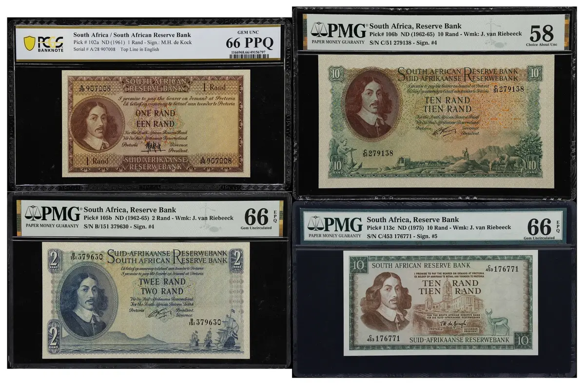 (◊) SOUTH AFRICA. Lot of (4). South African Reserve Bank. 1, 2, &